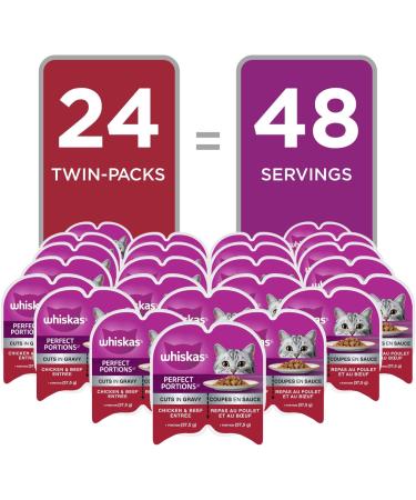 WHISKAS Perfect Portions Wet Cat Food Cuts in Gravy - Chicken & Beef Entr e 75g (24 Pack) Cuts in Gravy Chicken & Beef Entr e 75 g (Pack of 24) - Buy Online on GoSupps.com