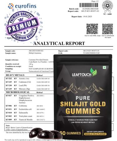 LEAFTOUCH Shilajit Gold Gummies | Masala Cola Flavour | Every Gummies are Wrapped in Individual Transparent Wrapper | 60 Gummy. - Buy Online on GoSupps.com