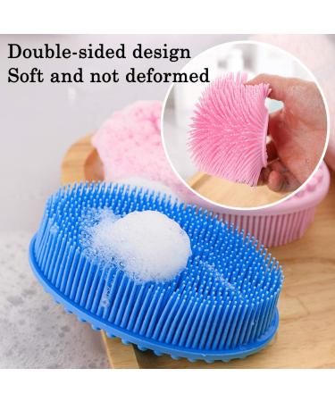 Maxin Silicone Body Scrubber - 2-Piece Shower & Tub Brush Set for Face & Body Perfect for Skin Peeling & Foaming Bathing - Pink & Blue - Buy Online on GoSupps.com