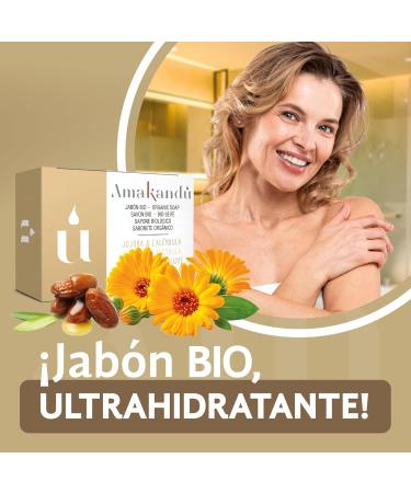  Amakandu Bio_Natural_Vegan Ultra-Hydrating Soap - Jojoba and Calendula Soap specially formulated for sensitive skin - Deeply cleanses and moisturizes skin 90g - Buy Online on GoSupps.com