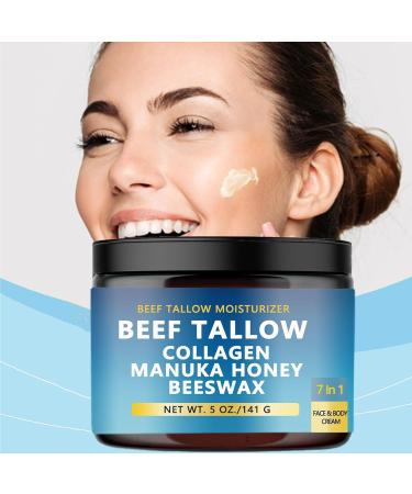 ANEFOSE Beef Tallow Collagen Manuka Honey Beeswax Grass-fed Tallow and Manuka Honey Cream 7 in 1 Natural Beef Tallow Moisturizer for Skin Face Body (1) - Buy Online on GoSupps.com