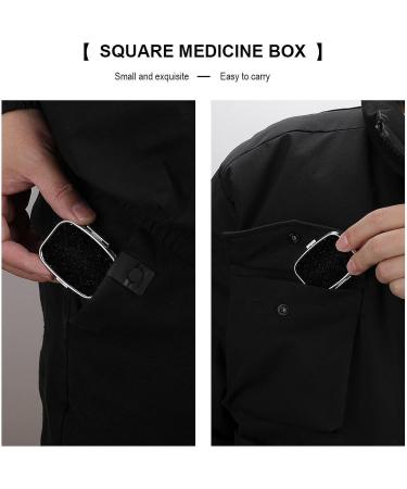 Black Glitter Pill Box - 2 Compartment Portable Medicine Organizer | Stylish Metal Pill Case for Pocket or Purse - Buy Online on GoSupps.com