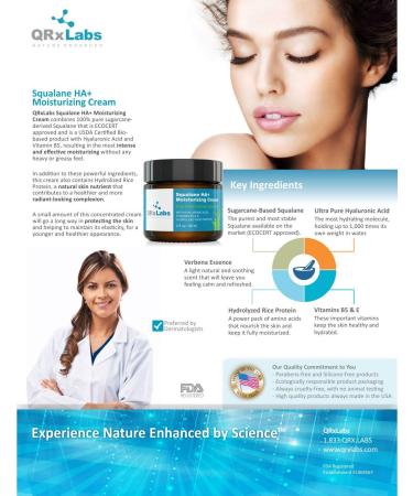 Organic Squalane HA+ Moisturizing Cream with Hyaluronic Acid - USDA Certified - 2 fl oz / 60 ml - Buy Online on GoSupps.com