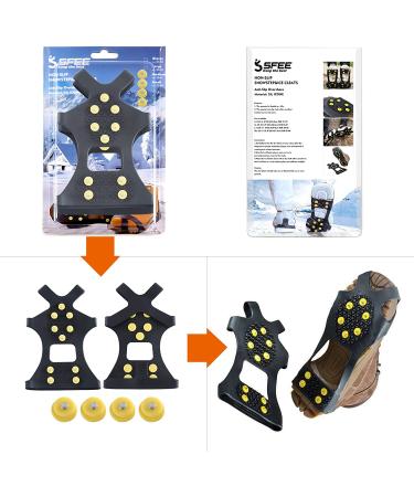 Sfee Ice Cleats: Anti-Slip Snow Grips with 10 Steel Studs for Hiking, Walking, Climbing - Medium Size for Women (7-10) and Men (5-8) - Buy Online on GoSupps.com
