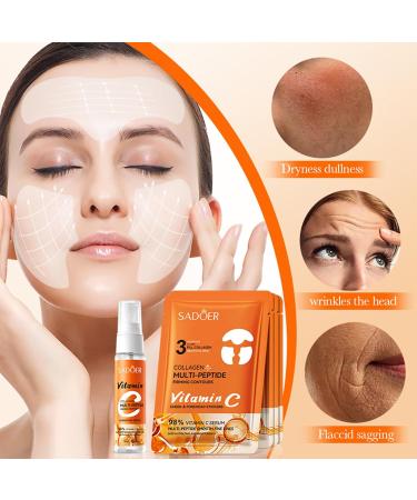 Highprime Collagen Film & Mist Kit - Hydrating Face Mask with 98% Vitamin C & Peptides for Improved Skin Elasticity - 4 Pack + Spray - Buy Online on GoSupps.com