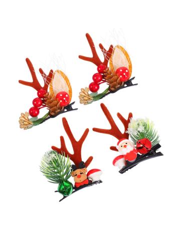 FRCOLOR 2 Pairs Christmas Hair Clips Winter Hair Clips Hair Decoration Deer Horns Hair Holder Kids Bill Hair Clips for Women Elk Antler Antlers Hair Clips Child Clothing Abs
