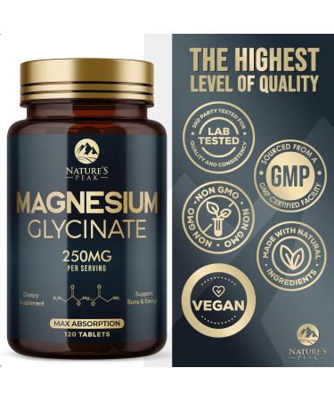 Nature's Magnesium Glycinate 250mg - 100% Chelated | Bone  Muscle & Heart Health Support | Vegan  Gluten Free  Non-GMO - 120 Tablets - Buy Online on GoSupps.com