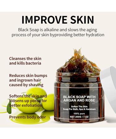 Olive Oil Black Soap 200g Natural Moroccan Soap Camping Cleansing Soap Hydrating Skin Soap Skin Brightening Soap Refreshing Black Soap for Women Men Travel Home Business Trips - Buy Online on GoSupps.com