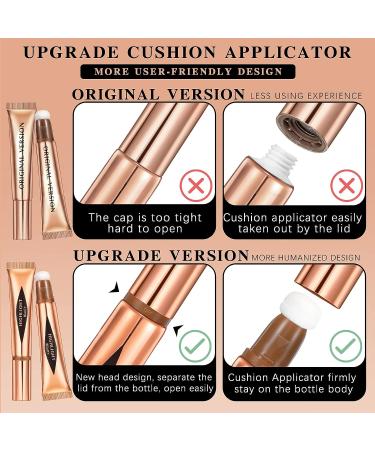 HOSAILY 2Pcs Contour Beauty Wand Liquid Contour & Highlighter Stick Set | Long-Lasting Blendable Cream Contour Stick with Cushion Applicator | Liquid Bronzer & Face Illuminator Makeup (03+05) - Buy Online on GoSupps.com