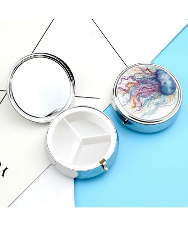 Travel Pill Box Organizer - 3 Compartment Watercolor Small Case for Purse & Pocket - Buy Online on GoSupps.com