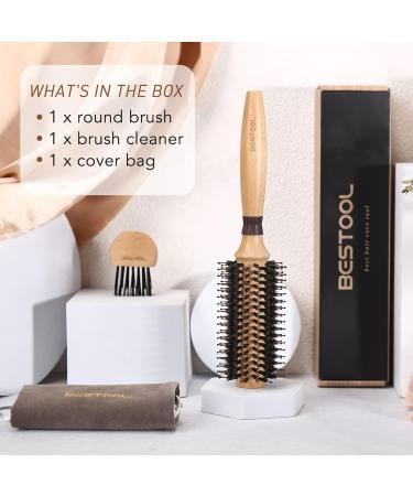 Bestool Round Brush for Blow-Dry | Wild Boar Bristles & Nylon Pins | Professional Round Styling Brush for Smoothing & Curling - 22mm - Buy Online on GoSupps.com