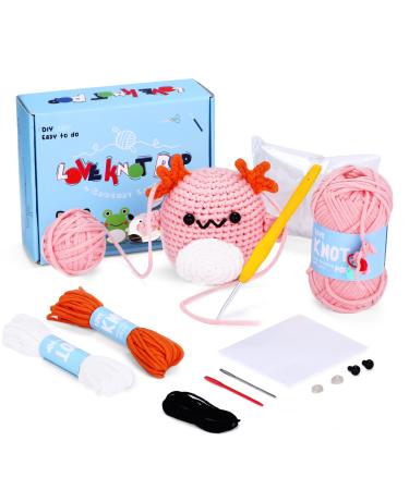 loveknotpop Crochet Kit for Beginners: Animal Crochet Kit for Adults, Kids, Teens, Cute Axolotl, Include All You Need, Easy Knitting Soft Yarn, Step-by-Step Tutorial, Birthday Easter Mother Day Gift. - Buy Online on GoSupps.com