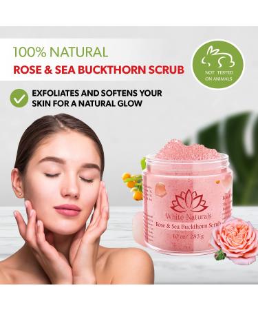 Organic Rose & Sea Buckthorn Face & Body Scrub - Natural Exfoliating Scrub for Soft Skin Essential Oil Infused Moisturizer for Women & Men Removes Blackheads & Acne - Buy Online on GoSupps.com