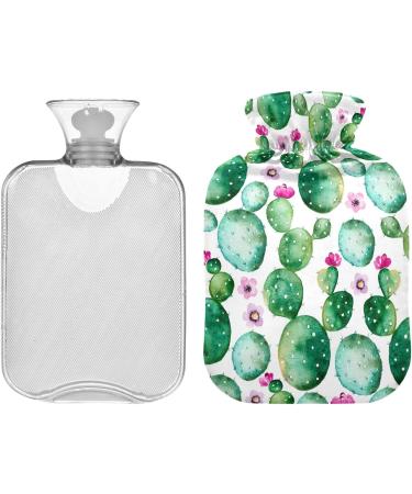 NAANLE 1L Hot Water Bottle with Cactus Flower Cover - Pain Relief & Heat Therapy for Menstrual Cramps - Transparent Water Bottle for Hand/Foot Comfort - Buy Online on GoSupps.com