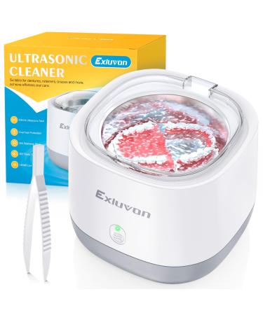 Exluvon Ultrasonic Retainer Cleaner 45kHz Ultrasonic Dental Cleaner Machine 250ML Ultrasonic Cleaner for Dentures Retainer Aligner Mouthguard Invisalign Whitening Trays and Jewelry