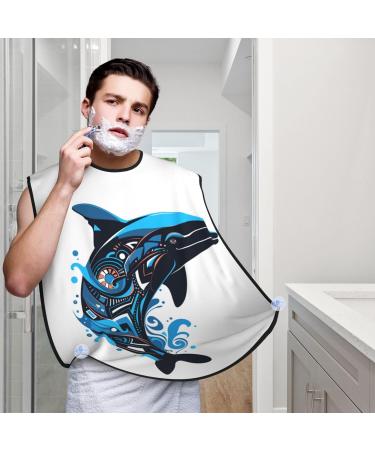 Orca Dolphin Print Beard Bib Apron - Non-Stick Men's Hair Catcher for Shaving | Perfect Gifts for Men One Size Black - Buy Online on GoSupps.com
