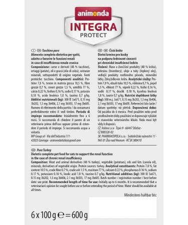 Animonda Integra Protect Kidney Cats - Wet Food for Renal Insufficiency Pure Turkey 6 x 100g Pack of 6 Optimal Nutrition for Your Cat's Health - Buy Online on GoSupps.com