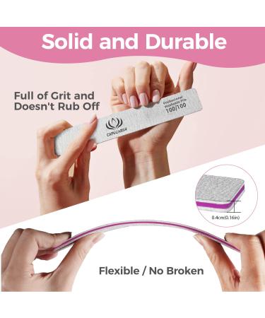 Capularsh 100/180 Grit Nail File - Professional Double Sided Emery Boards for Acrylic Nails - 18pcs - Home and Salon Use - Buy Online on GoSupps.com