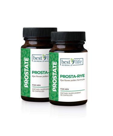 Best Life Herbals Prosta-Rye - Natural Prostate Supplement for Men Experiencing an Enlarged Prostate Frequent Urination Overactive Bladder - 2 Bottles 60 Capsules 1 Count (Pack of 2)
