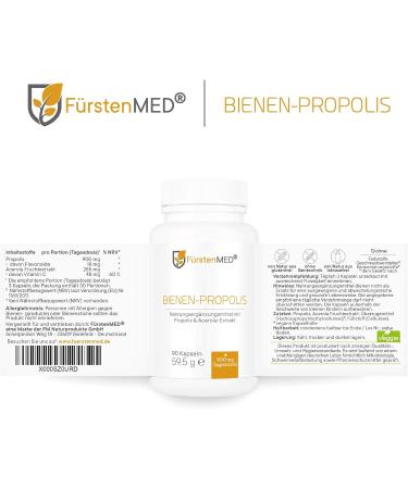 F rstenMED Real Bee Propolis Capsules - High Dose Natural Bee Resin + Acerola - 90 Vegetarian Capsules - Lab Tested for Quality - Buy Online on GoSupps.com