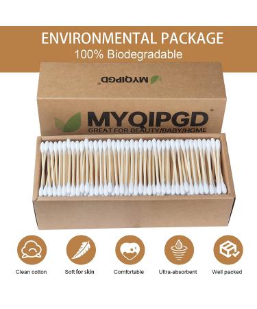 MYQIPGD Bamboo Cotton Swabs 600 Count - Biodegradable & Organic Wooden Qtips Cotton Swabs | Natural Cotton Buds | 3.0 inch (600 Bamboo) - Buy Online on GoSupps.com