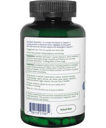 Vitanica FemTeen Symmetry Vitamins for Teens Daily Multivitamin Vegan 120 Capsules Pro Logo - 120 Capsules - Buy Online on GoSupps.com