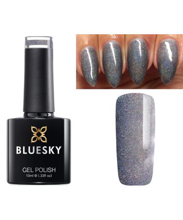 Bluesky Nail Gel Polish GREY GLITTER HOLOGRAPHIC EVIL QUEEN CH20 UV LED Soak Off