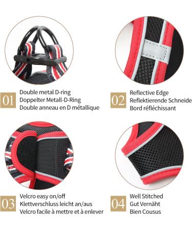 Heele Soft Mesh Dog Harness for Medium & Small Dogs - Adjustable Reflective Breathable - Black Red (1 Pack) - Buy Online on GoSupps.com