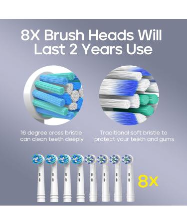 SEAGO Rotating Electric Toothbrush - 8 Brush Heads 5 Modes Rechargeable 2 Min Smart Timer IPX7 Waterproof - Ideal for Adults - Buy Online on GoSupps.com
