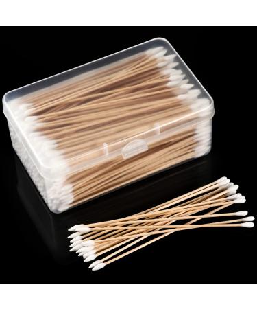 500 Pieces Cleaning Swabs, Pointed/ Round Tip with Wooden Handle Cleaning Swabs Buds for Jewelry Ceramics Electronics in Storage Case (6 Inch, Pointed and Round Tip) 6 Inch (Pack of 500) Pointed and Round Tip