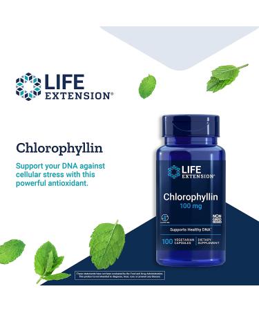Life Extension Chlorophyllin 100 mg - 100 Vegetarian Capsules for Detox & Wellness - Buy Online on GoSupps.com