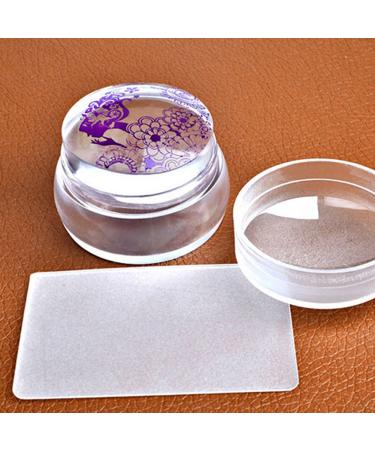 Bodhi2000 Transparent Nail Stamp Silicone DIY Nail Art Stamping Scraper Manicure Tool Set