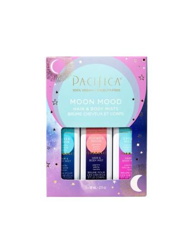 Pacifica Moon Moods Hair Perfume & Body Fragrance Spray Mist Trial Set Dream Flower & Silver Moon Sampler Discovery Gift Pack Travel-Size Vegan & Cruelty-Free 2 oz each (Pack of 3) Moon Mood Hair & Body Mists Set 2 Fl Oz (Pack of 3)