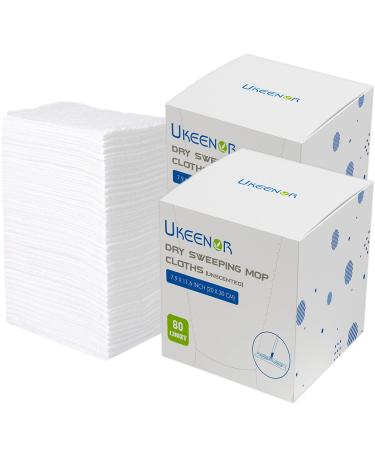 UKEENOR Dry Mop Refills Sweeper 160 Count Disposable Dusting Cloths Dry Sweeping Refills Dry Duster Cloths Mop Pads Floor Cloth Refills Electrostatic Cloths 7.9x11.6 Box Packing