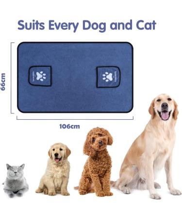 Nobleza Microfiber Dog Towel - Extra Absorbent & Quick Dry Cloth (106x66cm) for All Dogs & Cats - Soft & Durable Pet Drying Towel - Buy Online on GoSupps.com