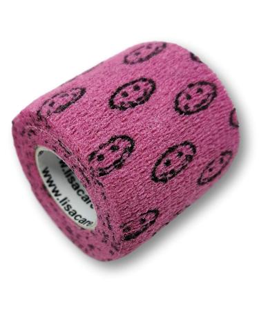 Lisacare self -adhering fixing bandage - 2 rolls 5cm wide - self -adhering elastic for children - huge color and motif selection - bandages for comforting (smiley pink) smiley pink 2 -Set