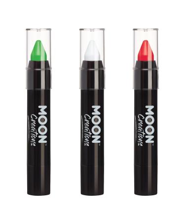 Moon Creations Facial Colored body chalks Italy flag set 3.2 g costume festivals Halloween World Cup 2022 for children adults (red green white)