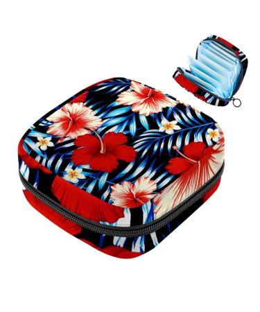 Storage bags for women's binding with a tropical flower pattern large menstrual cup pocket with zipper periodic inserts bags panty liners tampons for girls and women multi -colored
