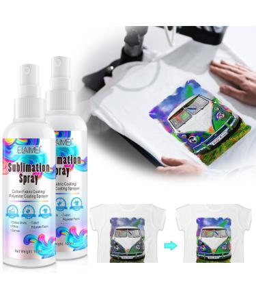 2x100ml Sublimation Spray  Sublimation Coating Spray for All Fabric  Including 100% Cotton  Polyester  Carton  Tote Bag  Pillows  Mugs  Canvas  Quick Dry & Super Adhesion  High Gloss Vibrant Color 2pcs