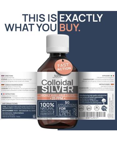Colloidal Silver 25PPM 250ml - Premium Natural Silver Water for Humans Dogs & Cats | 100% Carbon Neutral | 2 Ingredients - Buy Online on GoSupps.com