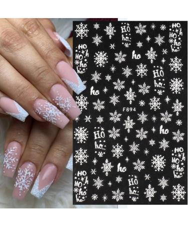 8 Sheets Christmas Nail Art Stickers Decals Self-Adhesive White Snowflakes Winter Nail Supplies Nail Art Design Decoration Accessories Glitter White & White - Buy Online on GoSupps.com