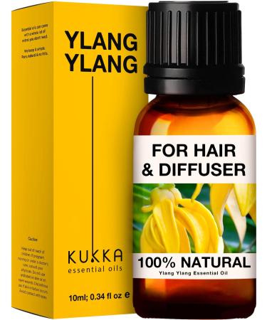 Kukka Ylang Ylang Essential Oil for Skin Care - Ylang Ylang Oil for Hair Growth - 100 Therapeutic Grade Aromatherapy Oils for Diffuser - 10ml Ylang Ylang 10 ml (Pack of 1)