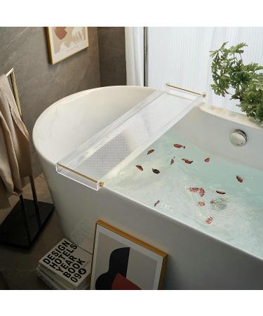 Acrylic Bathtub Tray Caddy with Non-Slip Surface and Gold Handles - Buy Online on GoSupps.com