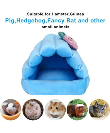 Upgraded Hamster House Hammocks Blue Guinea Pig Bed Hideout Mouse Rat Cozy Beds Small Animal House Winter Warm Nest Sleeping House for Hamster Guinea pig Ferret Hedgehog Chinchilla (Blue) - Buy Online on GoSupps.com