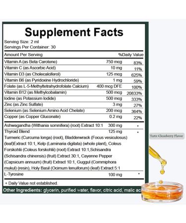 Josaine Thyroid Support Drops with Ashwagandha Selenium Zinc & Iodine Daily Wellness & Energy Support - Buy Online on GoSupps.com