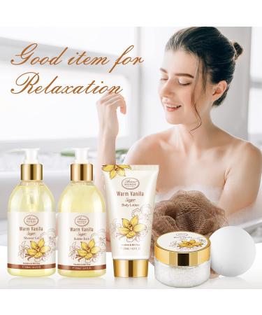 Vanilla Sugar Spa Gift Set for Women - Shower Gel, Bubble Bath, Body Lotion, Bath Bomb, and Bath Salt in Gift Box - Buy Online on GoSupps.com