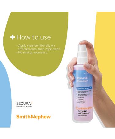 Smith & Nephew SECURA Personal Cleanser Spray 8oz - Waterless Body & Perineal Cleanser - No-Rinse Skin Cleanser - Buy Online on GoSupps.com