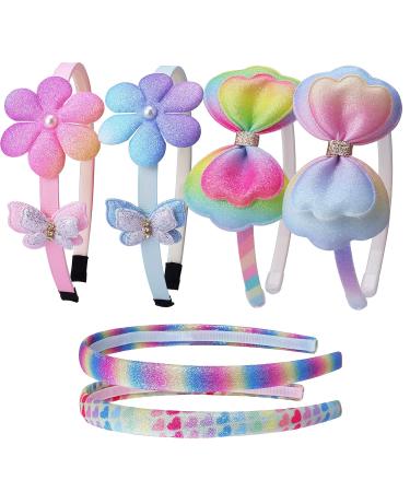AlamnoFu 6pcs Glitter Toddler Headband Set - Girls Sparkly Hair Bands with Bow, Sequin Flower, Butterfly Designs for Kids - Buy Online on GoSupps.com