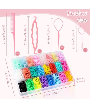 2000pcs Mini Hair Rubber Bands Set with Organizer Box - Soft Girl Hair Ties in 24 Colors - Colorful Baby Hair Bands with Cutter & Remover - Hair Tail Tools for Kids - Buy Online on GoSupps.com