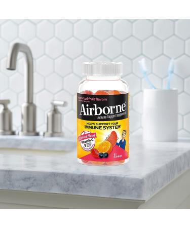 Airborne 750mg Vitamin C Gummies for Adults - Immune Support with Antioxidants Vit C & E - 2x63ct Assorted Fruit Flavor - Buy Online on GoSupps.com
